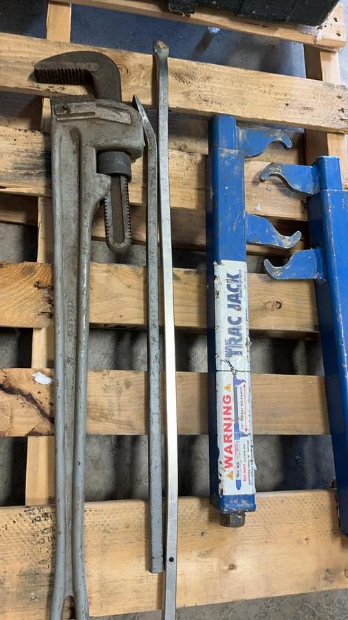 Used Hydraulic/Air Jack, Sledge and Assorted Tools