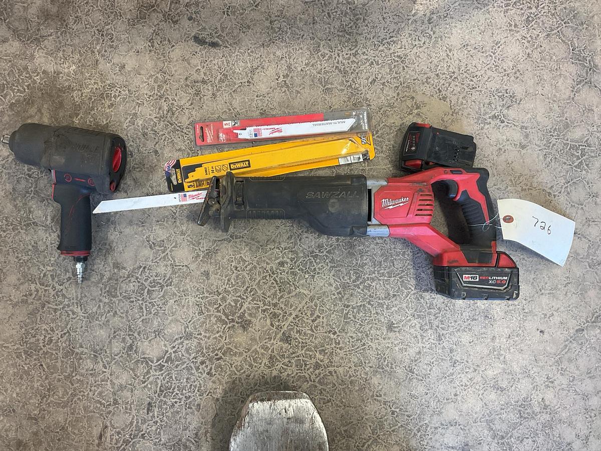 Used Milwaukee Sawzall and Earthquake Air Impact