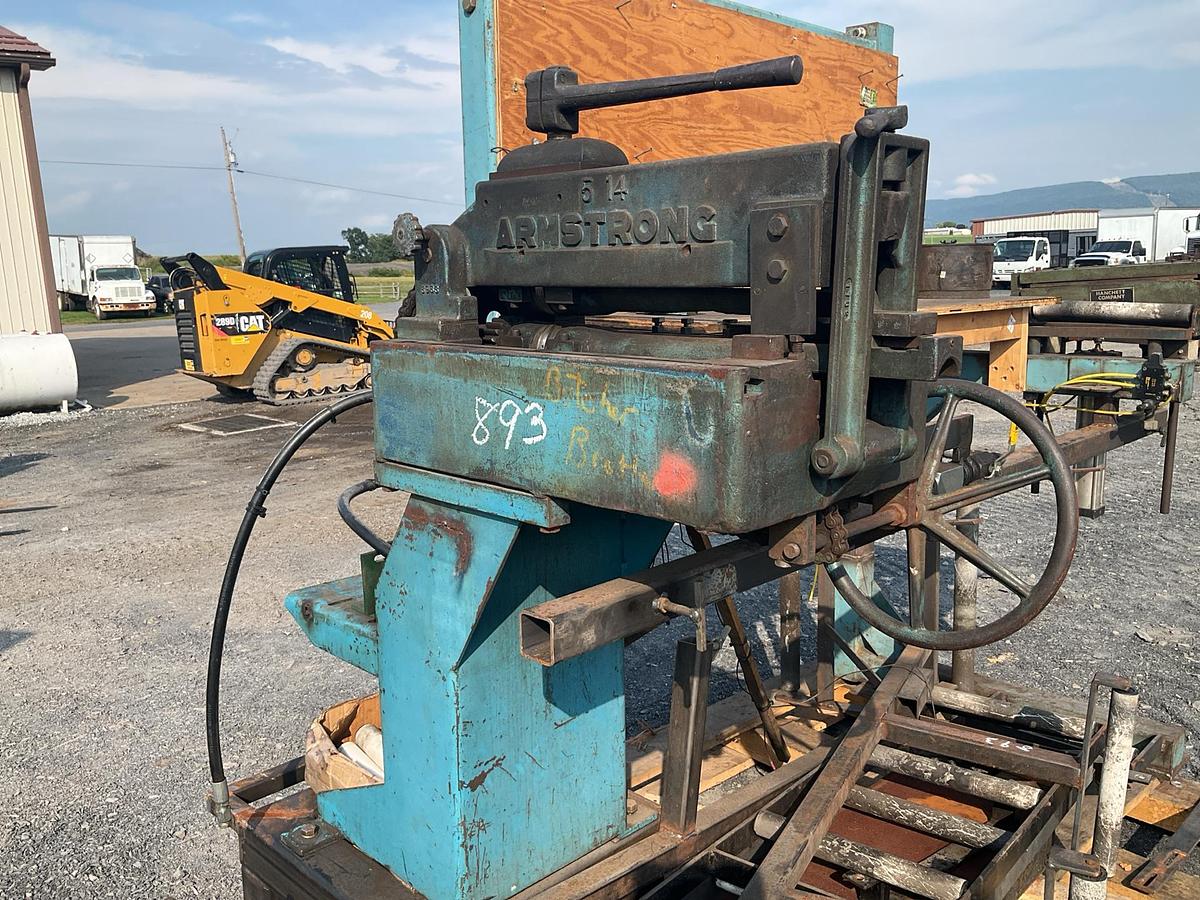 Used Armstrong Hammering Bench with Stretcher Roller and Welding Clamp