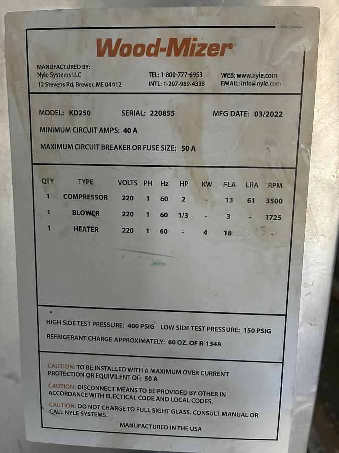 Used Wood-Mizer KD250 Kiln