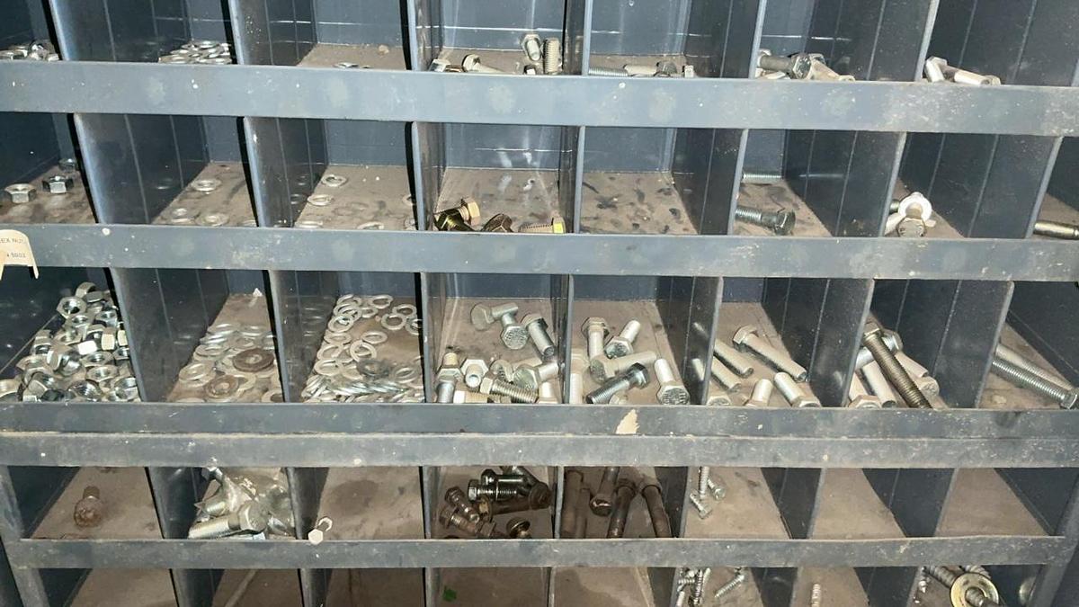 Used Bolt Storage Bin and Contents