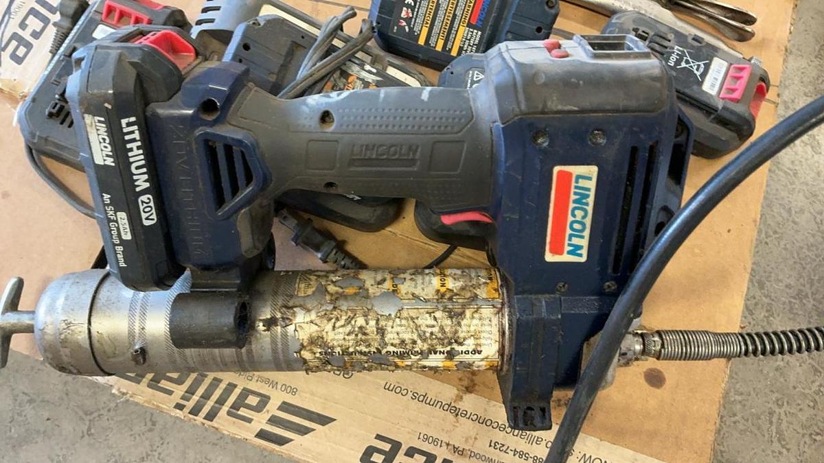 Used Lincoln Battery Grease Gun, Batteries, and Parts