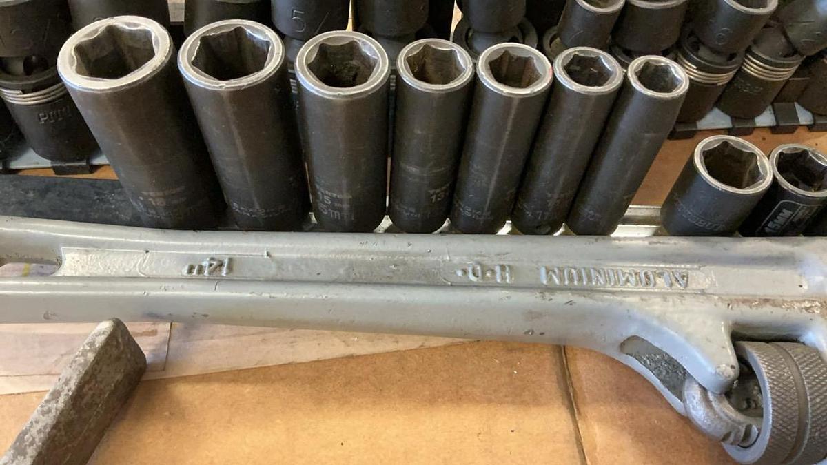 Used Hammers, 14” Pipe Wrench and Sockets
