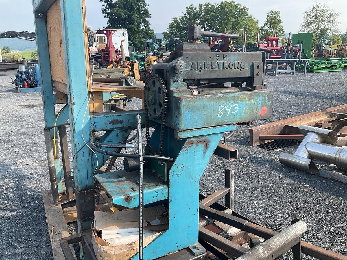 Used Armstrong Hammering Bench with Stretcher Roller and Welding Clamp