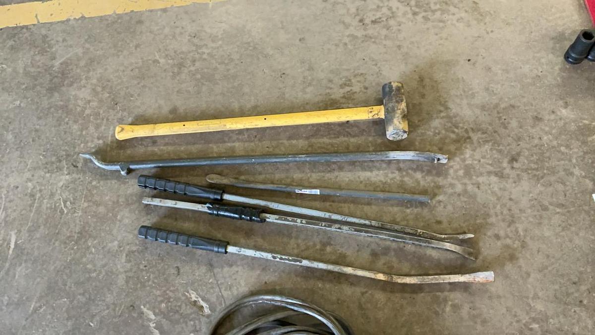 Used Sledge, Pry Bars, and Jumper Cables