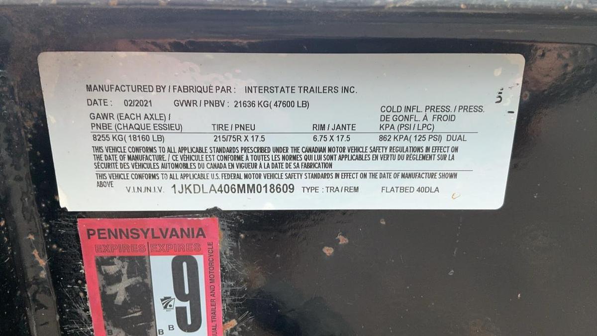 Used 2021 Interstate 40DLA Trailer