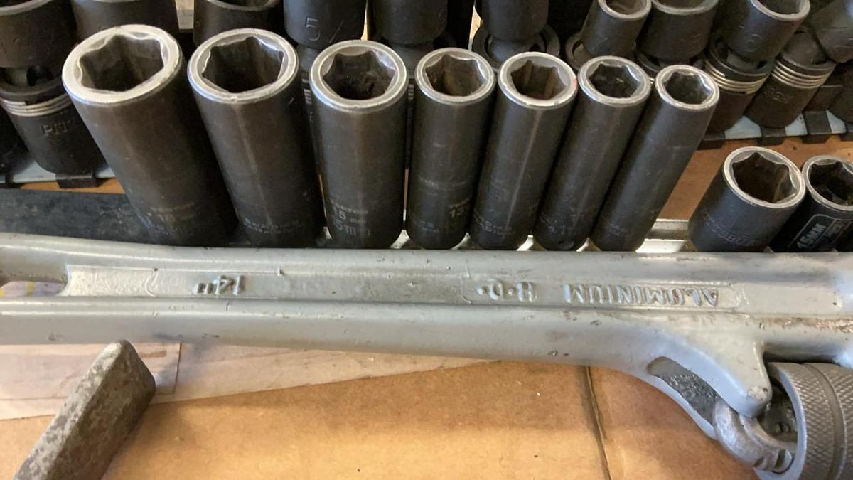 Used Hammers, 14” Pipe Wrench and Sockets