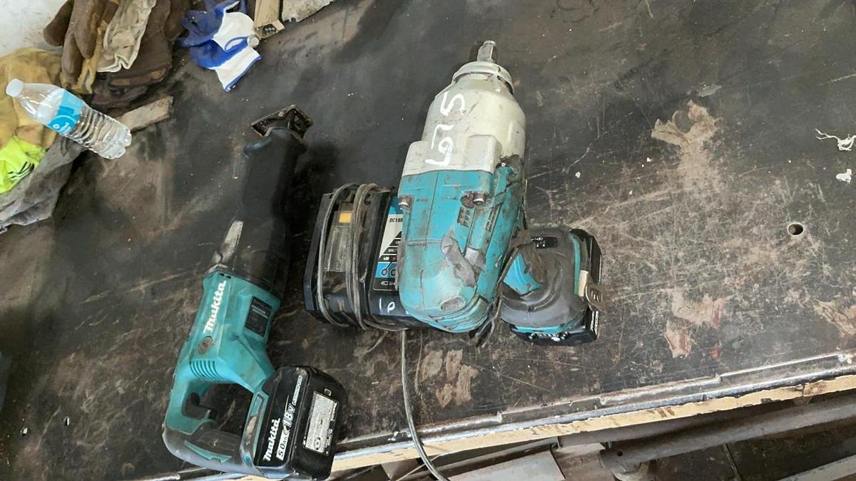 Used Makita Reciprocating Saw, Impact Driver, and Battery Charger