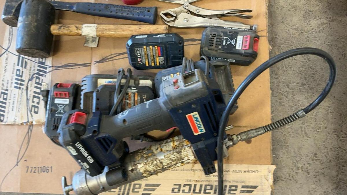 Used Lincoln Battery Grease Gun, Batteries, and Parts