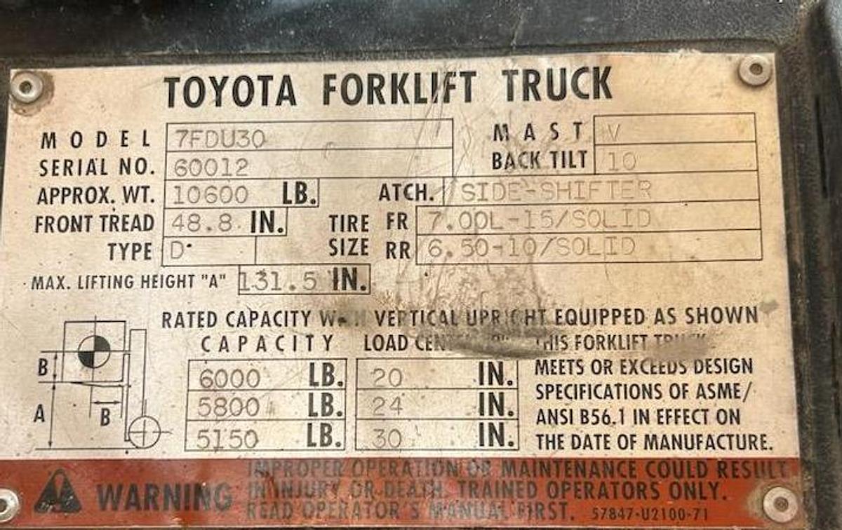 Used Toyota Diesel Forklift