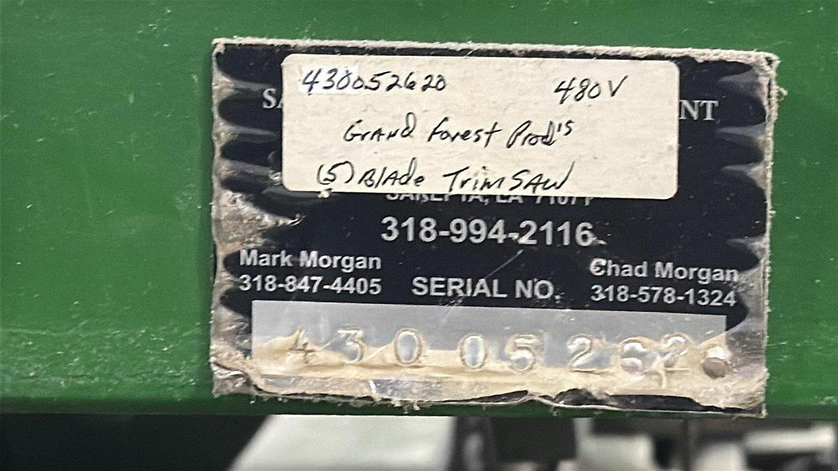 Used 5 Blade Morgan Double End Trimsaw