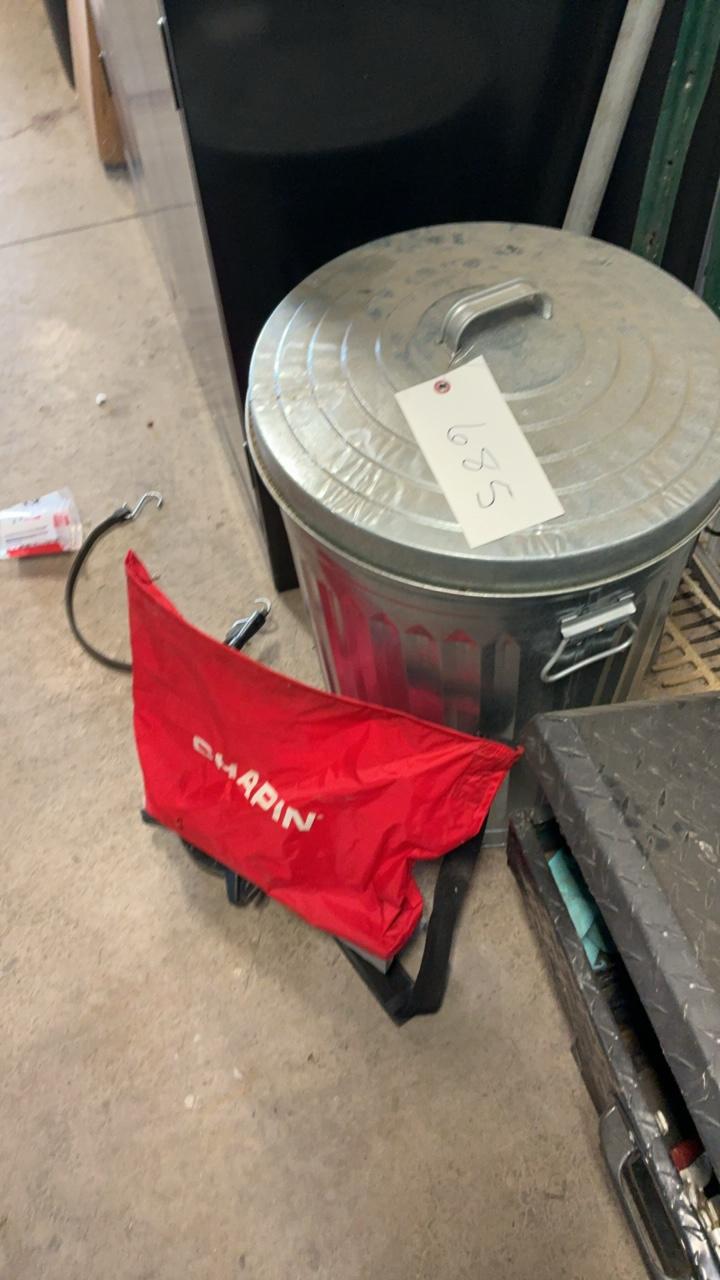 Used Chapin Professional Broadcast Hand Seeder, Grass seed, and  Rakes
