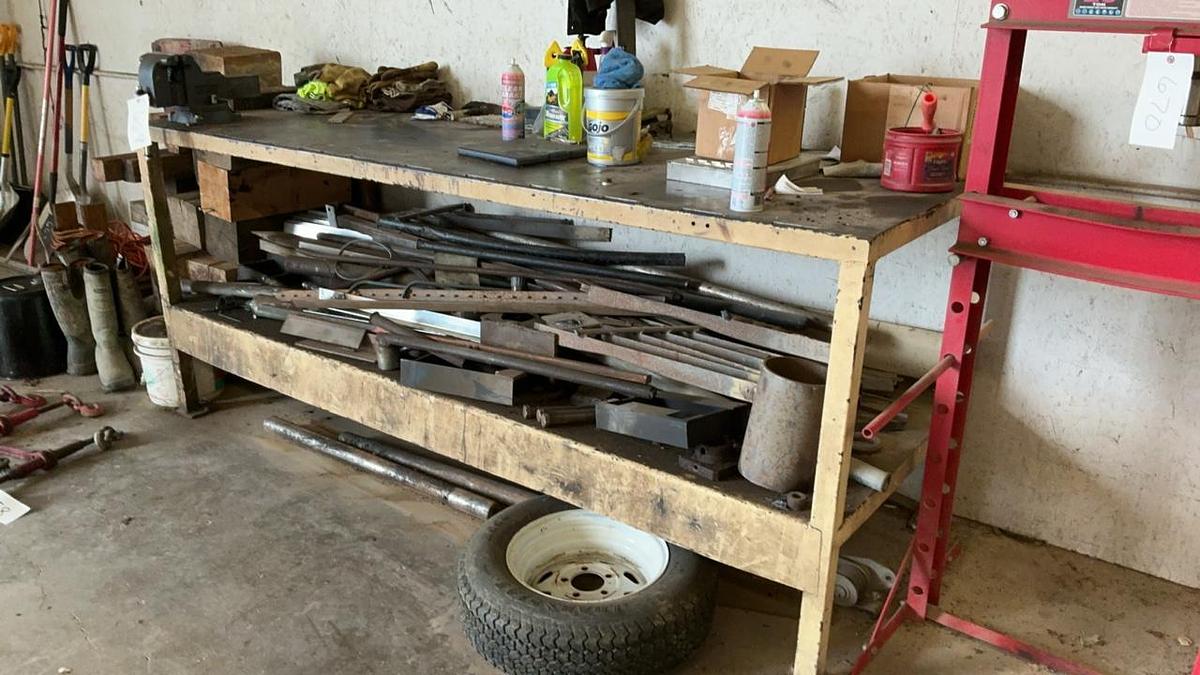 Used Steel Work Bench and Contents