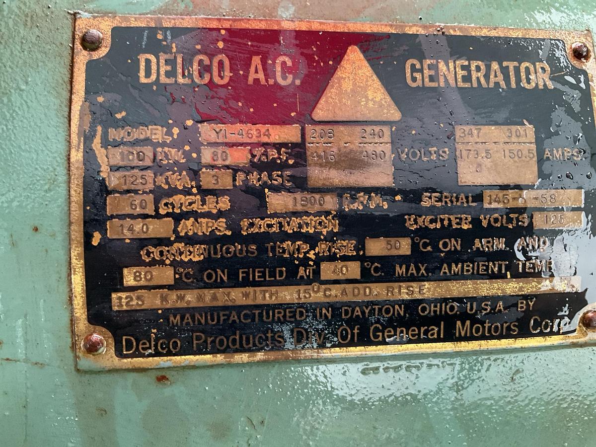 Used Detroit 671 100 KW Genset with Delco A.C. Y1-4634 Generator