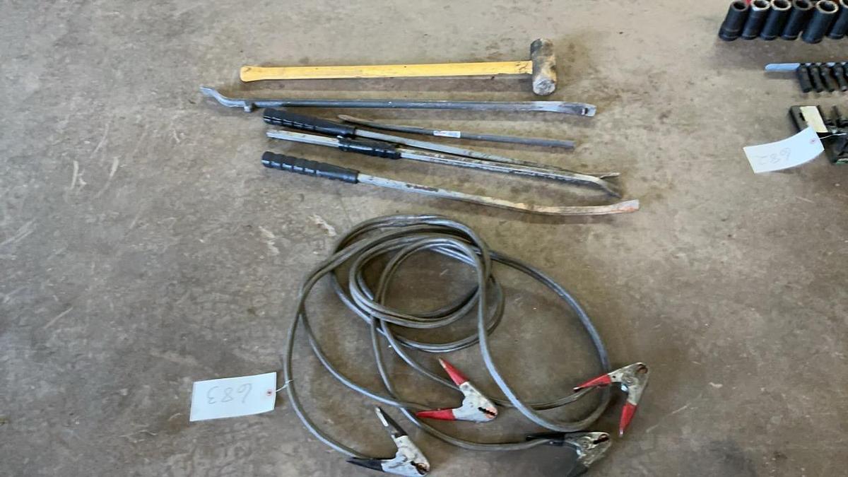 Used Sledge, Pry Bars, and Jumper Cables