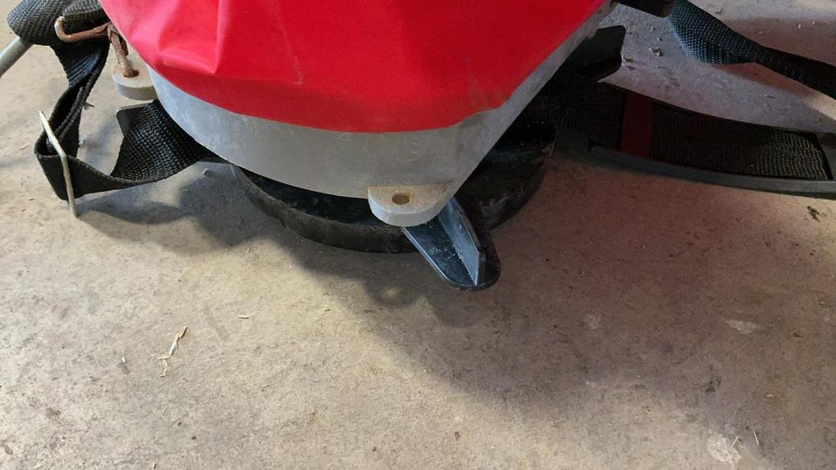 Used Chapin Professional Broadcast Hand Seeder, Grass seed, and Rakes