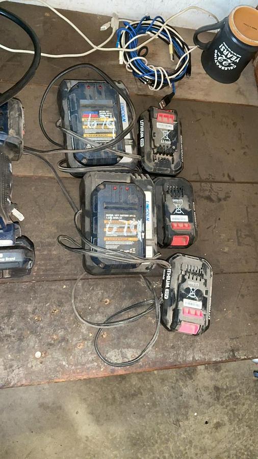 Used Lincoln Battery Grease Gun, Batteries, and Chargers