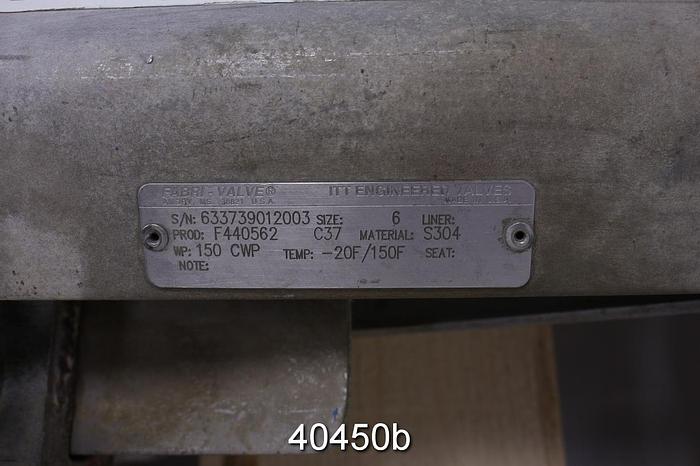 Used Fabri 6" Hand Operated Knife Gate Valve #40450