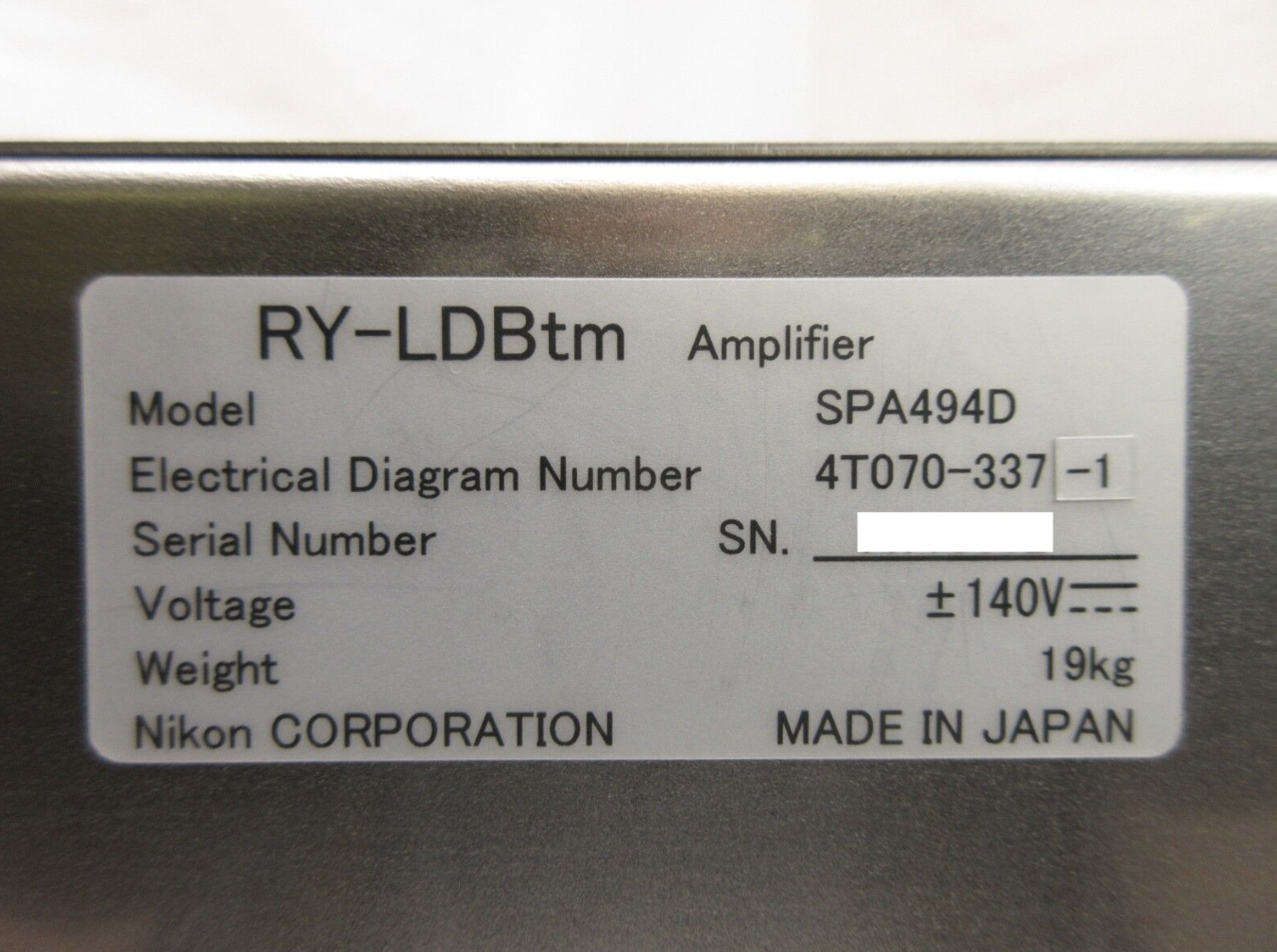 Used Nikon 4T070-337-1 RY-LDBtm Amplifier SPA494D NSR-S620D ArF Immersion Used