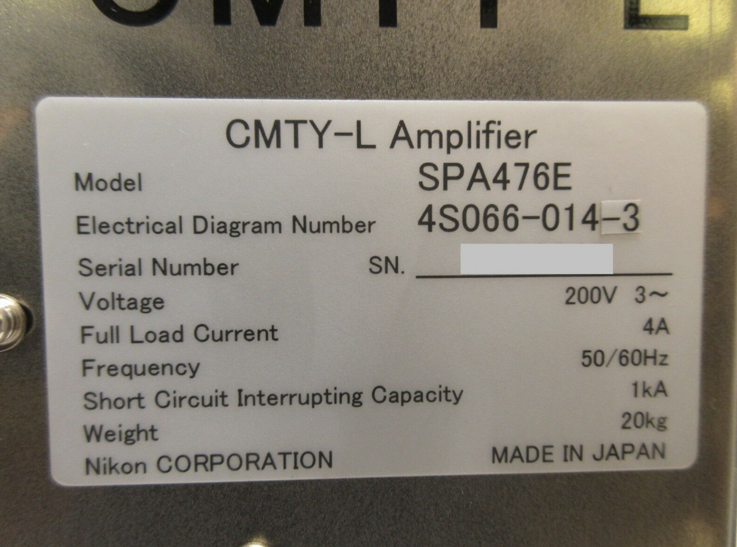 Used Nikon 4S066-014-3 CMTY-L Amplifier SPA476E 4S013-684-1 Used Working