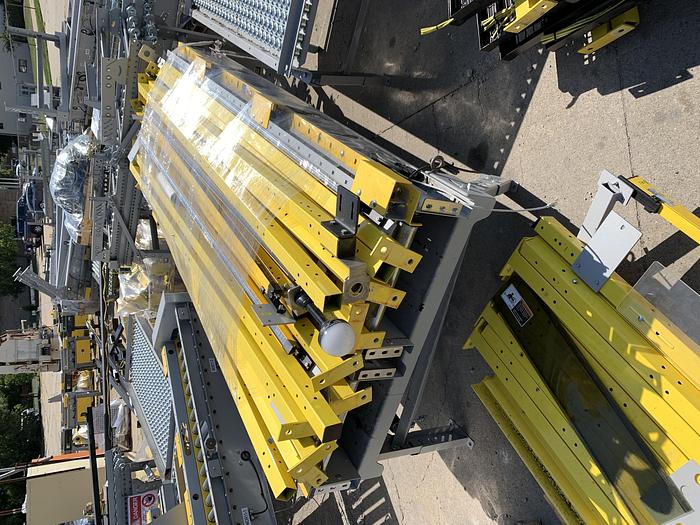 Used CONVEYOR SECTIONS, BALL, ROLLER, POWERED PLC CONTROLLED TRANSFER CONVEYOR,  SAFTEY FENCING