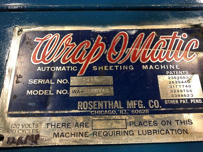 Used 60" ROSENTHAL WA-S5HUVAB SHEETER