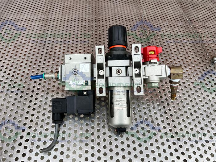 Used SMC  NAW3000-N03 Filter Regulator 0.05-0.85MPa w/ SMC Pneumatic / Solenoid  Valve