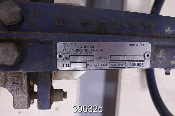 Used Fabri 3" Hand Operated Knife Gate Valve #39632