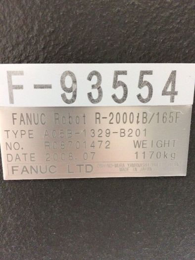 Used FANUC R2000iB/165F CNC 6 AXIS ROBOT WITH R30iA CONTROL WITH VISION, CAMERA, LIGHT