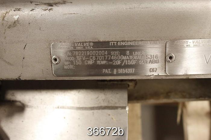 Used Fabri 8" Hand Operated Knife Gate Valve #36672