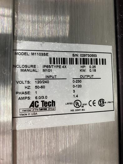 Used Two AC Tech MC Series M1103SE Variable Frequency Drive 120-240V