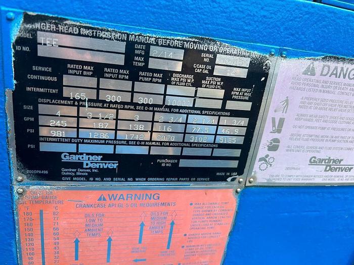 Used 2013 Gardner Denver TEE Triplex Pump Skid