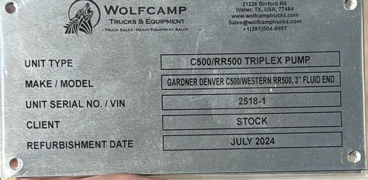 Refurbished Gardner Denver C-500 Triplex Pump