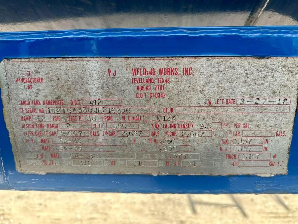 Used 2018 WORLEY 8,000 Gallon Acid Transport Trailer