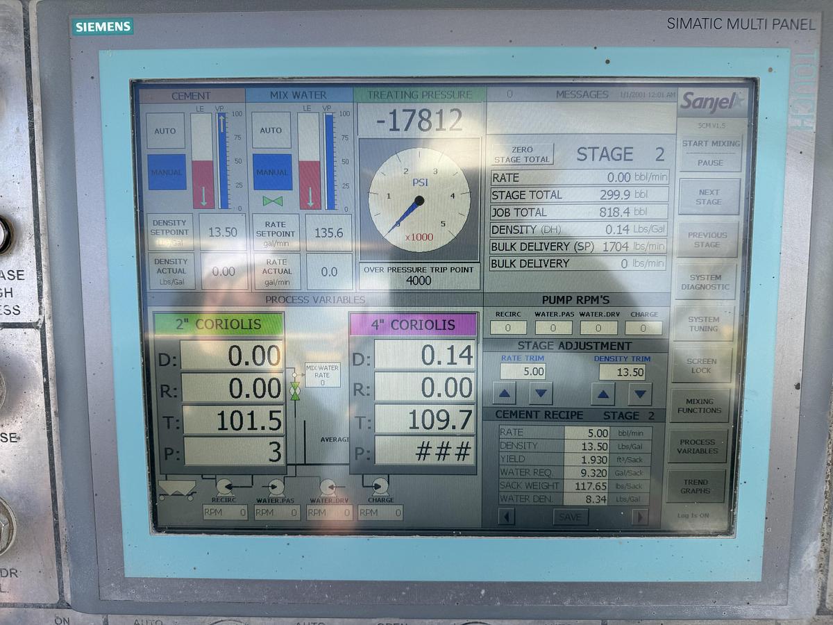 Used 2012 SANJEL TWIN 1200HP CEMENT PUMPER GD
