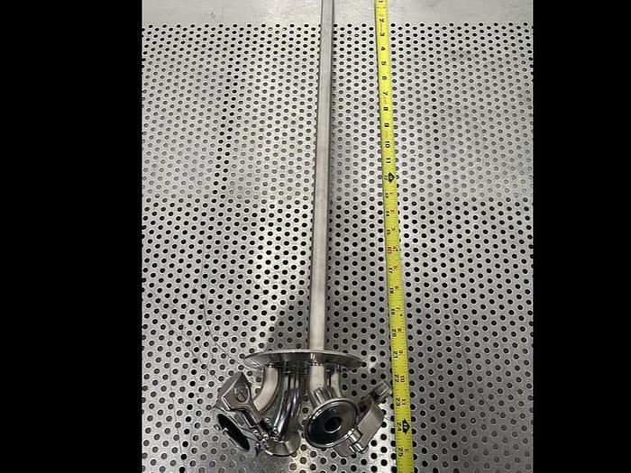 Used Stainless Steel 4" Sanitary Fitting Cap w/ 21" Dip Tube & Outlets/Inlets