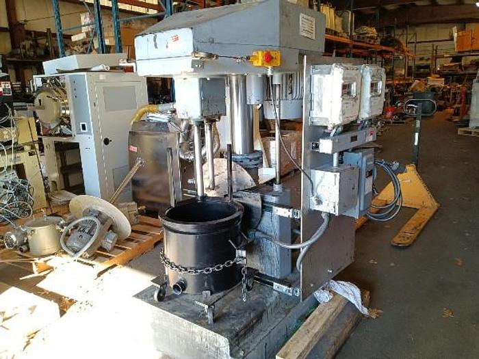 Used 5 GALLON COWLES DUAL SHAFT MIXER - MODEL VISCO MAX - S/S WITH LINED MIX CAN