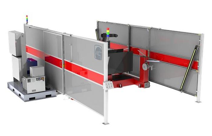 Used GENESIS VERSA 2G DUAL TRUNNION MIG WELDING CELL YR.1998 W/FANUC ARCMATE 120IC/10L ROBOT YR. 2008