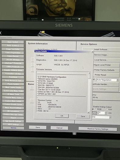Gebraucht Siemens Acuson S1000 Ultraschallgerät mit Konvex-Sonde und Mitsubishi P95 Drucker