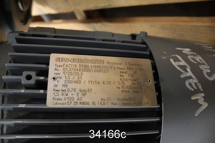 Unused Sew-Eurodrive FA77/GDT90L4/BMG/HR/TF3 Gear Drive, Ratio 86/1 #34166