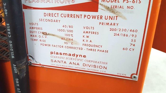 Used Plasma Cutting DC Power Supply 1000 Amp 40 Volt or 500 Amp 80 Volt Air Cooled