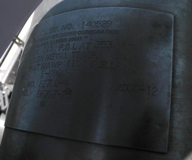 Used Evaporator, Thin Film, 26 SF, S/st, Groen, Mdl E-696 #L741305