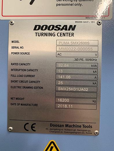 Used BRUGT DREJE & FRÆSECENTER FABRIKAT DOOSAN, MODEL SMX 2600 S