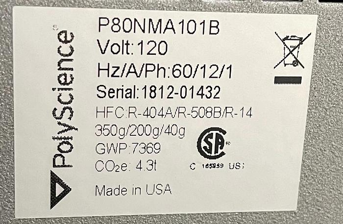 Used PolyScience P80NMA101B Bent Probe Immersion Cooler -90C° 120V/60HZ
