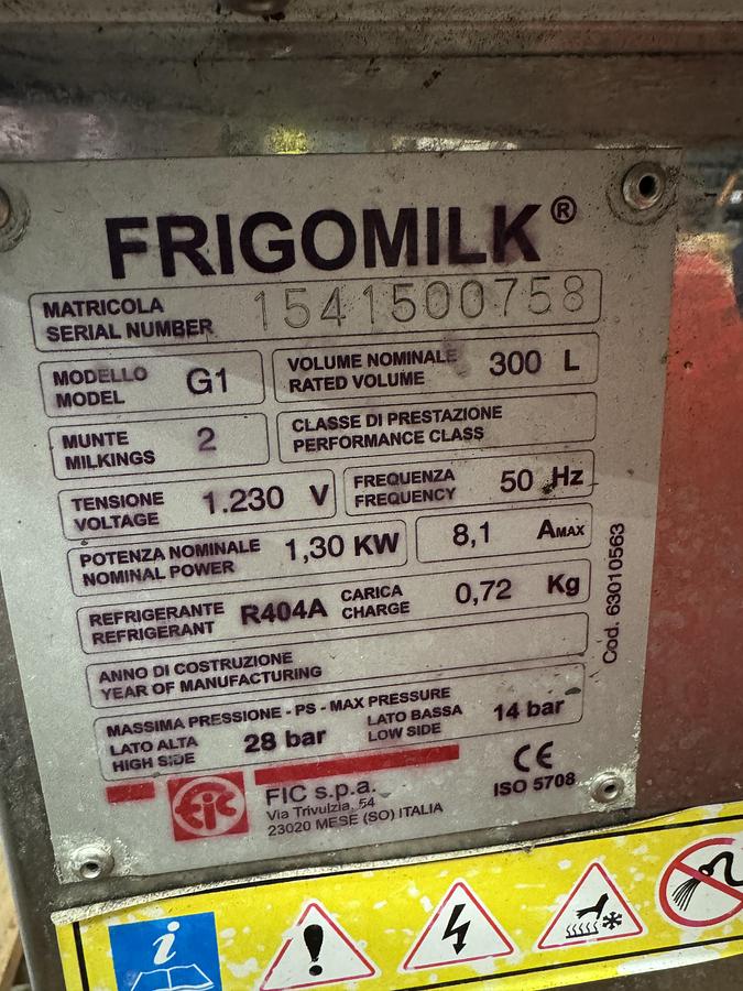 Used Frigomilk Ageing Cooling Tank