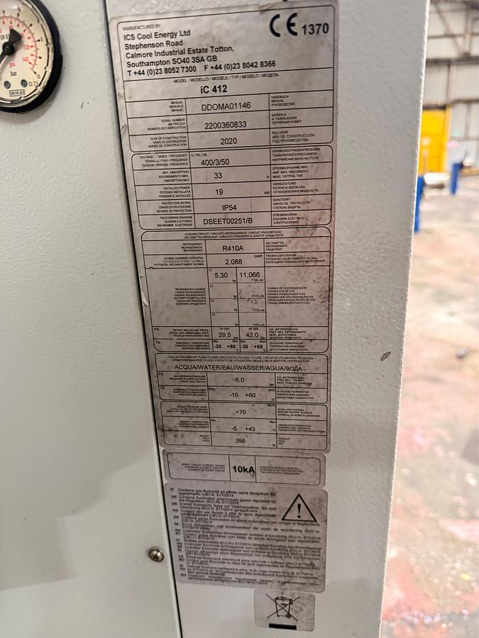 Used ICS ic412 Process Water Package Chiller Year 2020