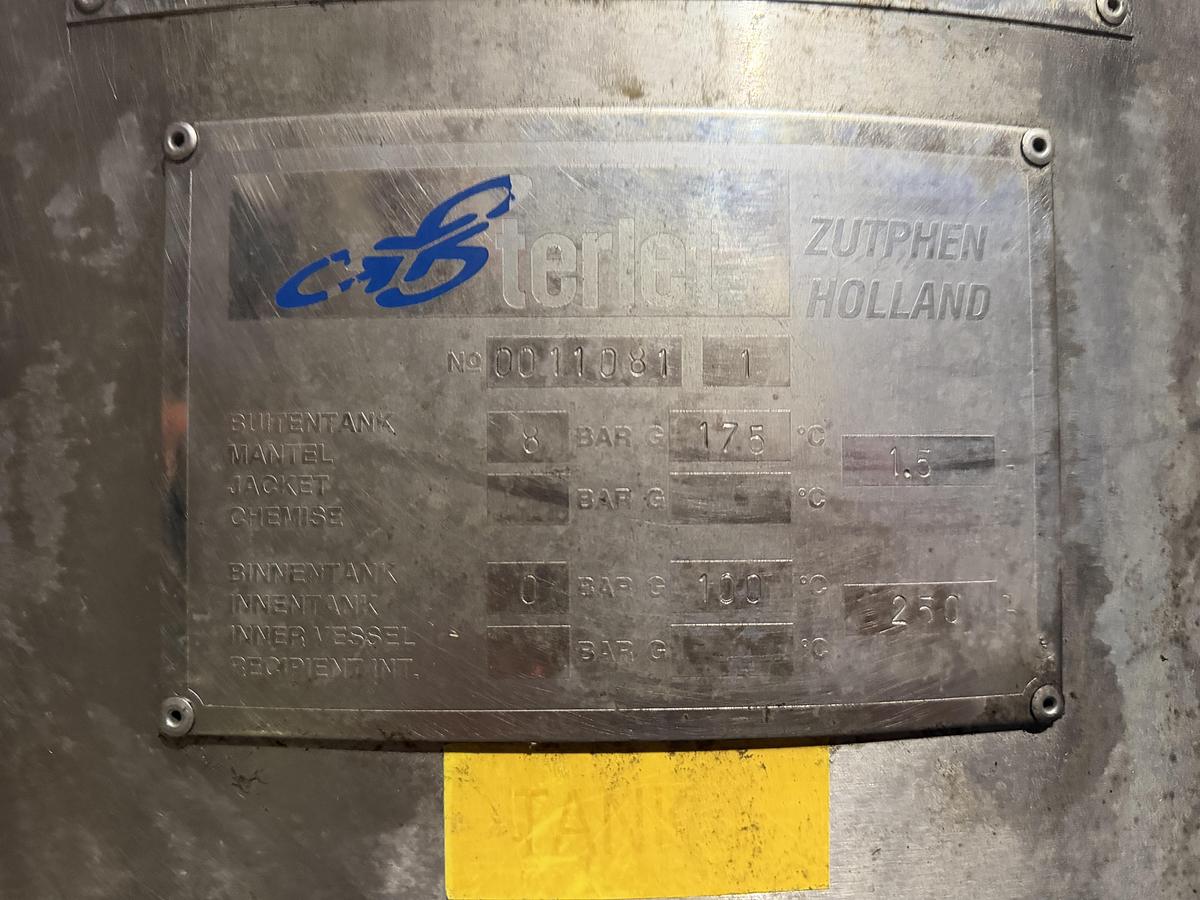 Used Terlet 250L Jacketed Cooking Vessel – Anchor Scraper Mixer – Steam Heated 