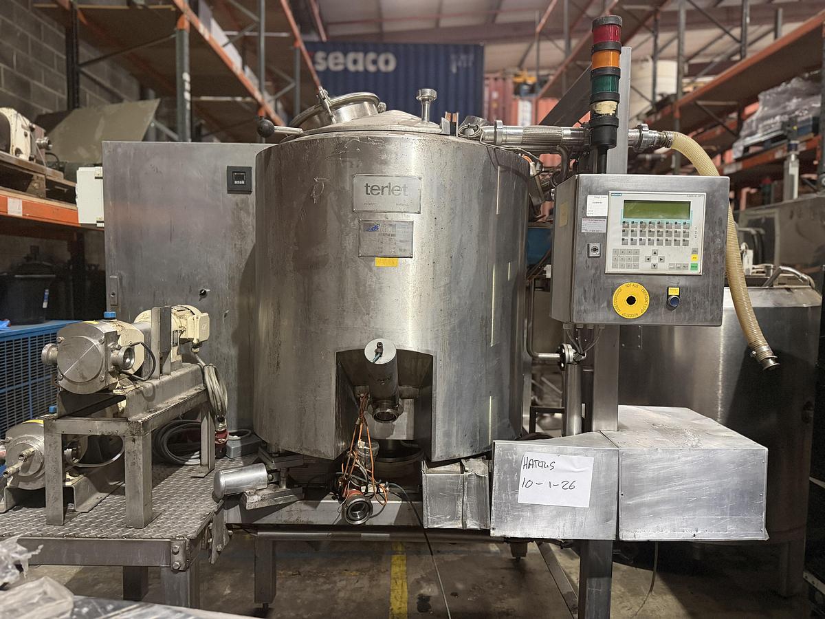 Used Terlet 250L Jacketed Cooking Vessel – Anchor Scraper Mixer – Steam Heated 