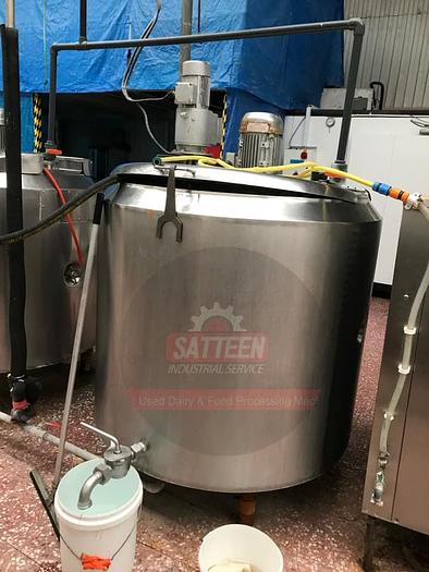 Used 200 gallon double jacketed pasteurising tank with High speed shear mixer and agitator .