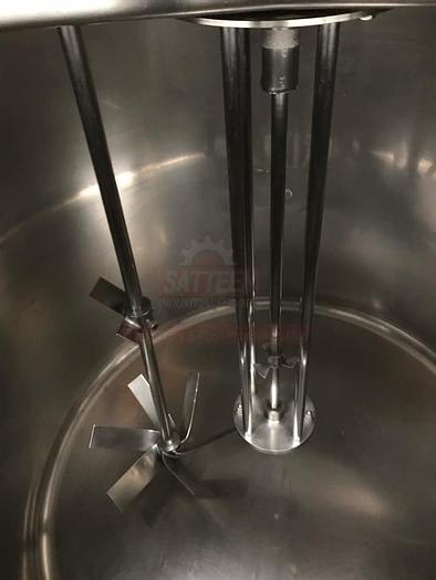 Used 200 gallon double jacketed pasteurising tank with High speed shear mixer and agitator .
